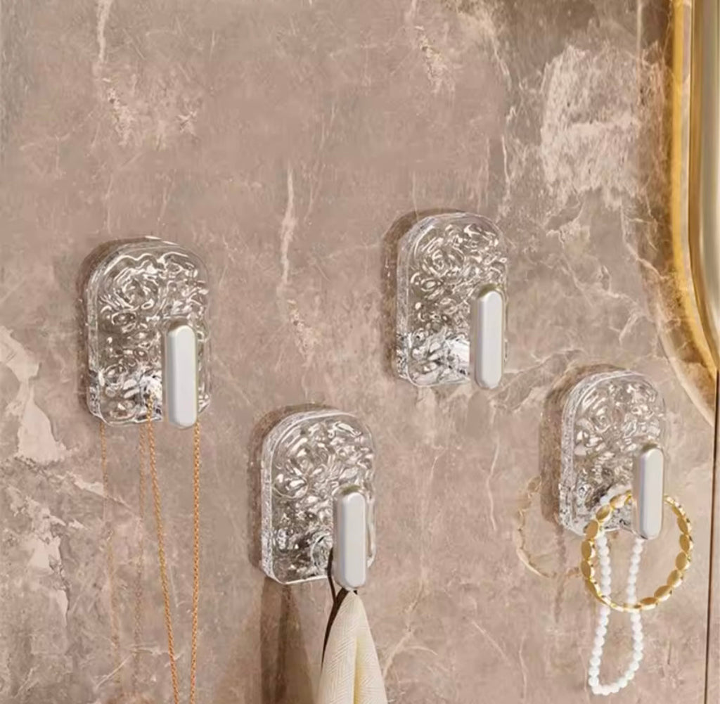 Set Of 6 Multifunctional Transparent Wall Hook, Wall Mounted Self Adhesive Storage Hook, Punch-Free Waterproof Coat Hanger Hook