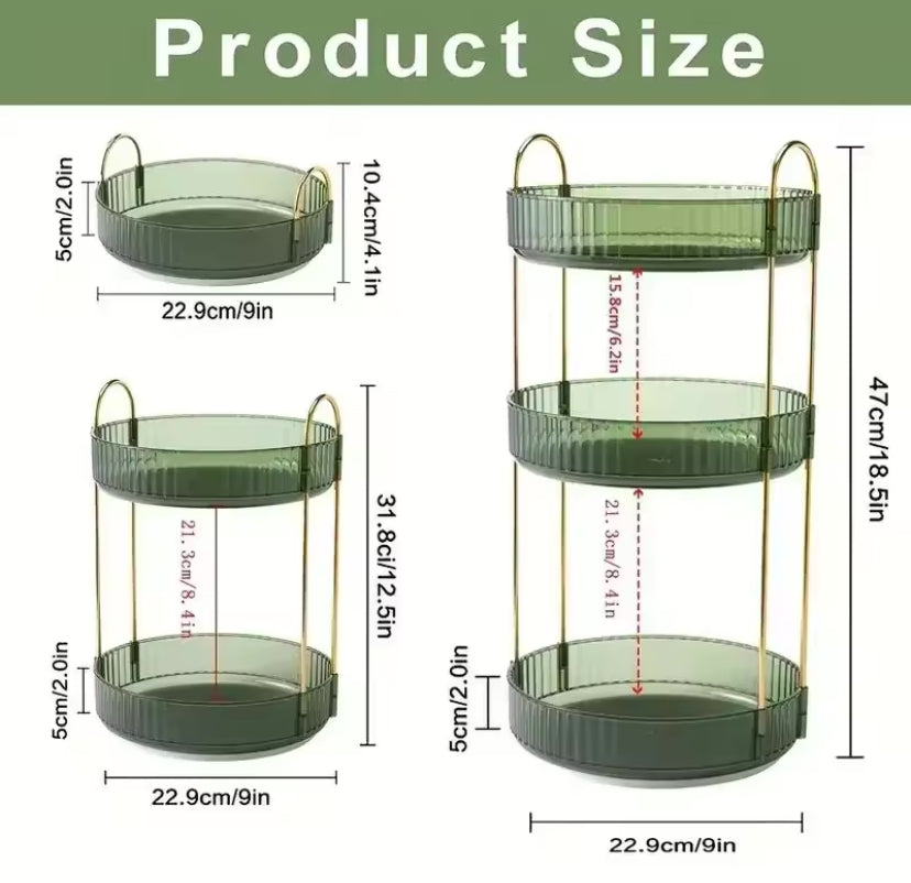 Luxury 360° Rotating Makeup Organizer, Transparent Cosmetics Storage Rack, Multifunctional Large Capacity Storage Box