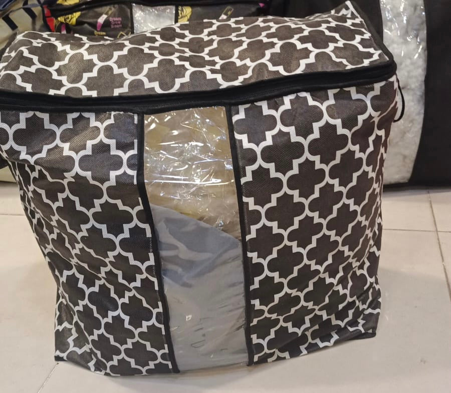 Printed Multipurpose Storage Bag, Storage Bags With Handles, Non Woven Floral Print Storage Organizer, Closet Organizer