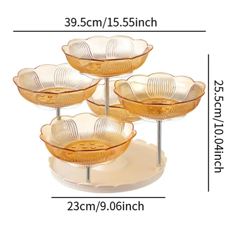 Rotating Luxury Fruit Tray, Elegant Snack And Candy Serving Tray, 5 Plates Rotating Serving Stand