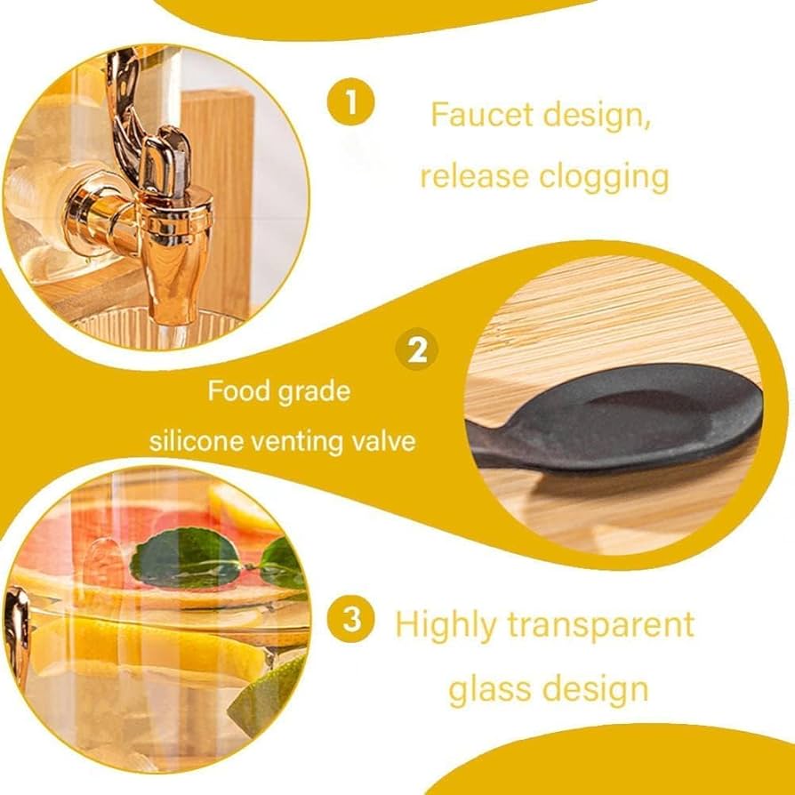 Borosilicate Glass Beverage Dispenser, Water Storage Glass Dispenser, Beverage Storage Jar, Glass Drinking Water Dispenser