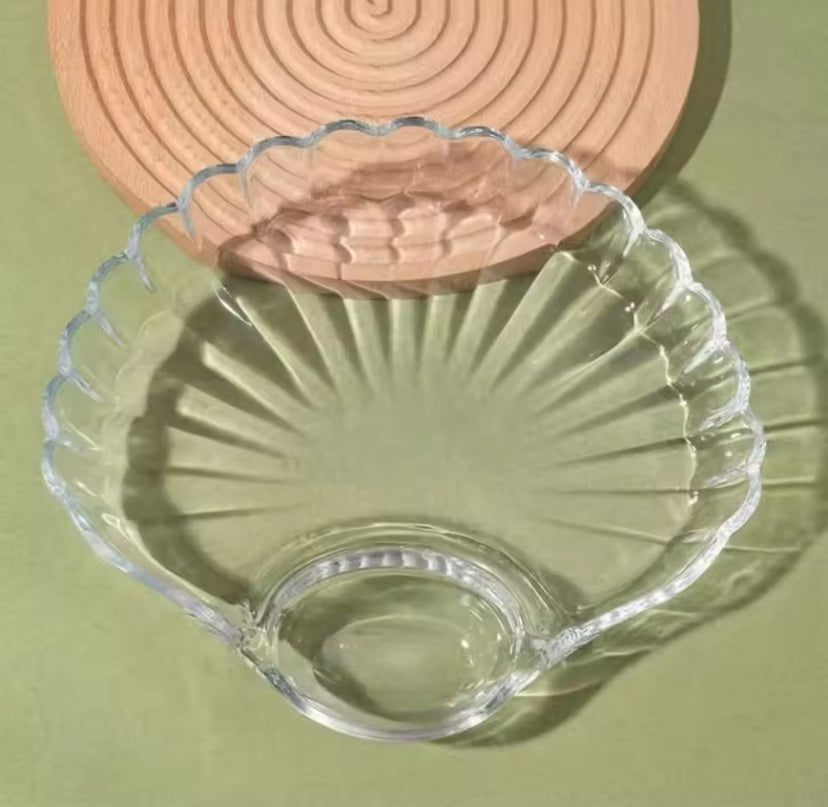 Transparent Shell Shaped Dumpling Dish, Stackable Heat Resistant Food Compartment Tray, Creative Dried Fruit Snack Plates