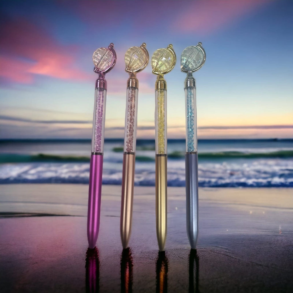 Novelty Globe Pen, Tellurion Shape Pens Earth Pen, Crystal Globe Glitter Topper Pen, Twistable Ballpoint Pen, Crystal Quicksand Pen