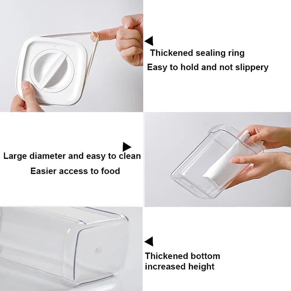 Spiral Button Sealed Container,  Plastic Food Storage Container, Kitchen Organizer Jars Box, Multi Capacity Grain Storage Box, Kitchen Snacks Dry Plastic Fresh Keeping Tank,  Acrylic Condiment Seasoning Set