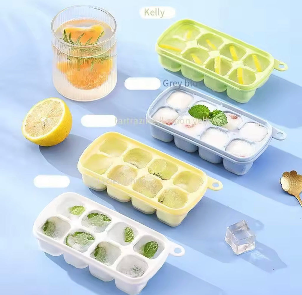 8 Grid Popup Ice Cube Tray, Square Ice Cube Mould, Soft Silicone Ice Cube Mold, Multi Grids Soft Bottom Quick Freezer Fruit Ice Cube Maker