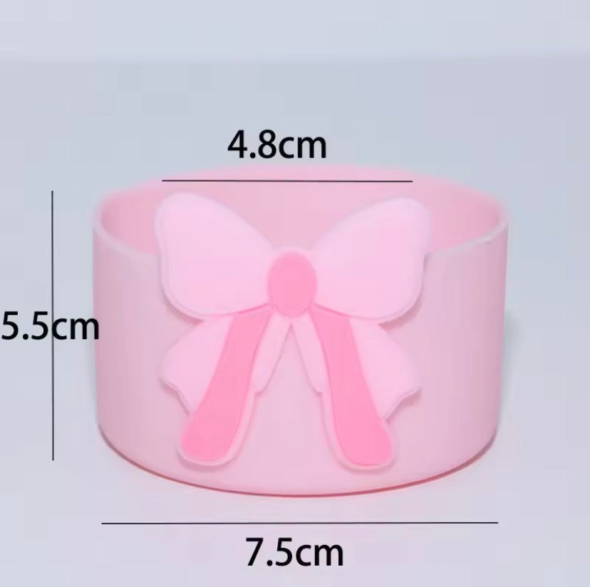 Cute Bow Silicone Cup Boot And Straw Topper, Silicone Tumbler Protective Case, Anti-Slip Tumbler Cup Boot, Dust Proof Cup Boot And Straw Topper