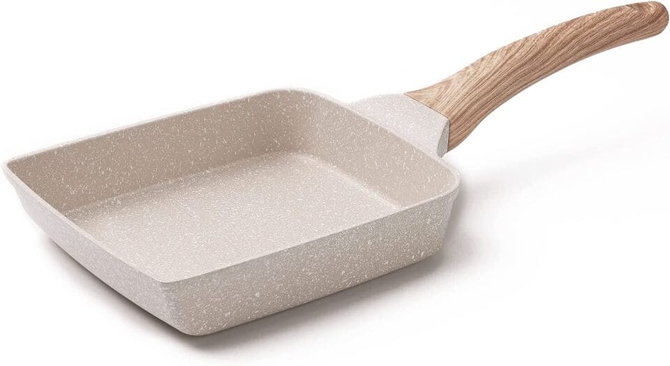 Square Ceramic Frying Pan, Durable Stone Frying Pan, Wooden Handle Square Frying Pan, Omelette Non Stick Fry Egg Kitchen Breakfast Maker, Square Thick Frying Tool, Anti Slip Tamagoyaki Pan, Square Egg Pan, Daily Cookware Gadget, Home Kitchen Items