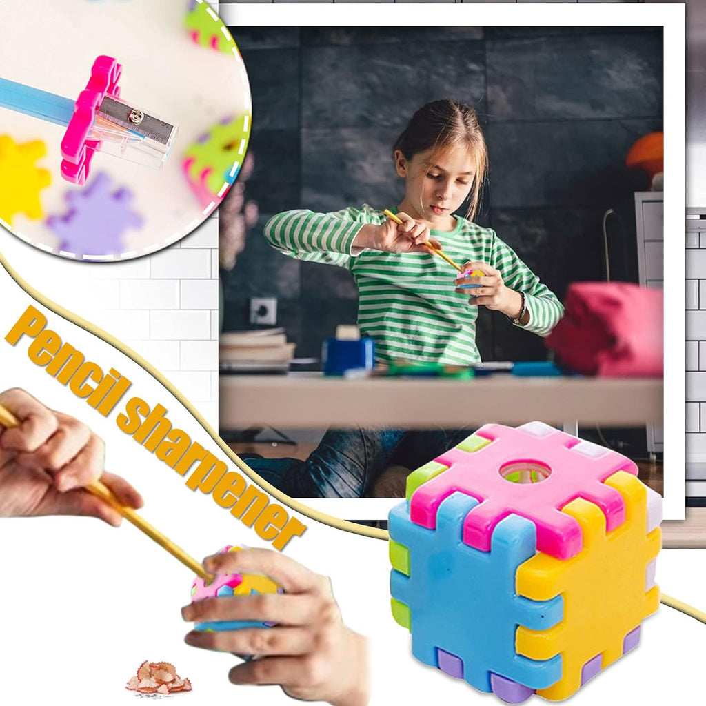 Cube Pencil Sharpener, Creative Lovely Puzzle Shape Pencil Roller, Pencil Cutting Machine, Single Holes Pencil Sharpener