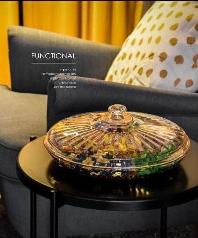 Modern Creative Crystal Dried Fruit Tray Grid with Cover, Transparent Dried Fruit Box, Acrylic Plate Fruit Basin Dry Candy Dish