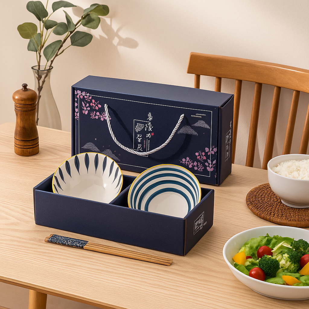 Japanese Ceramic Printed Bowls - Set of 2