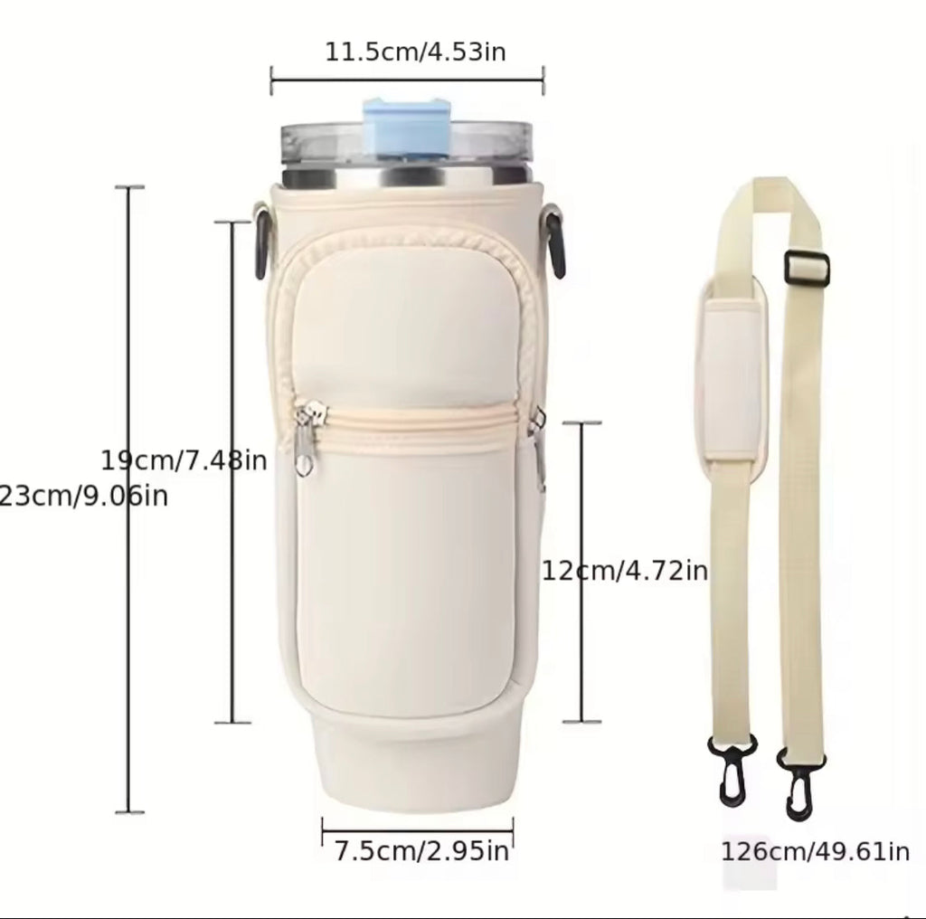 Shoulder Strap Water Bottle Cover, Adjustable Water Bottle Pouch, Tumbler Carrier Bag With Pockets