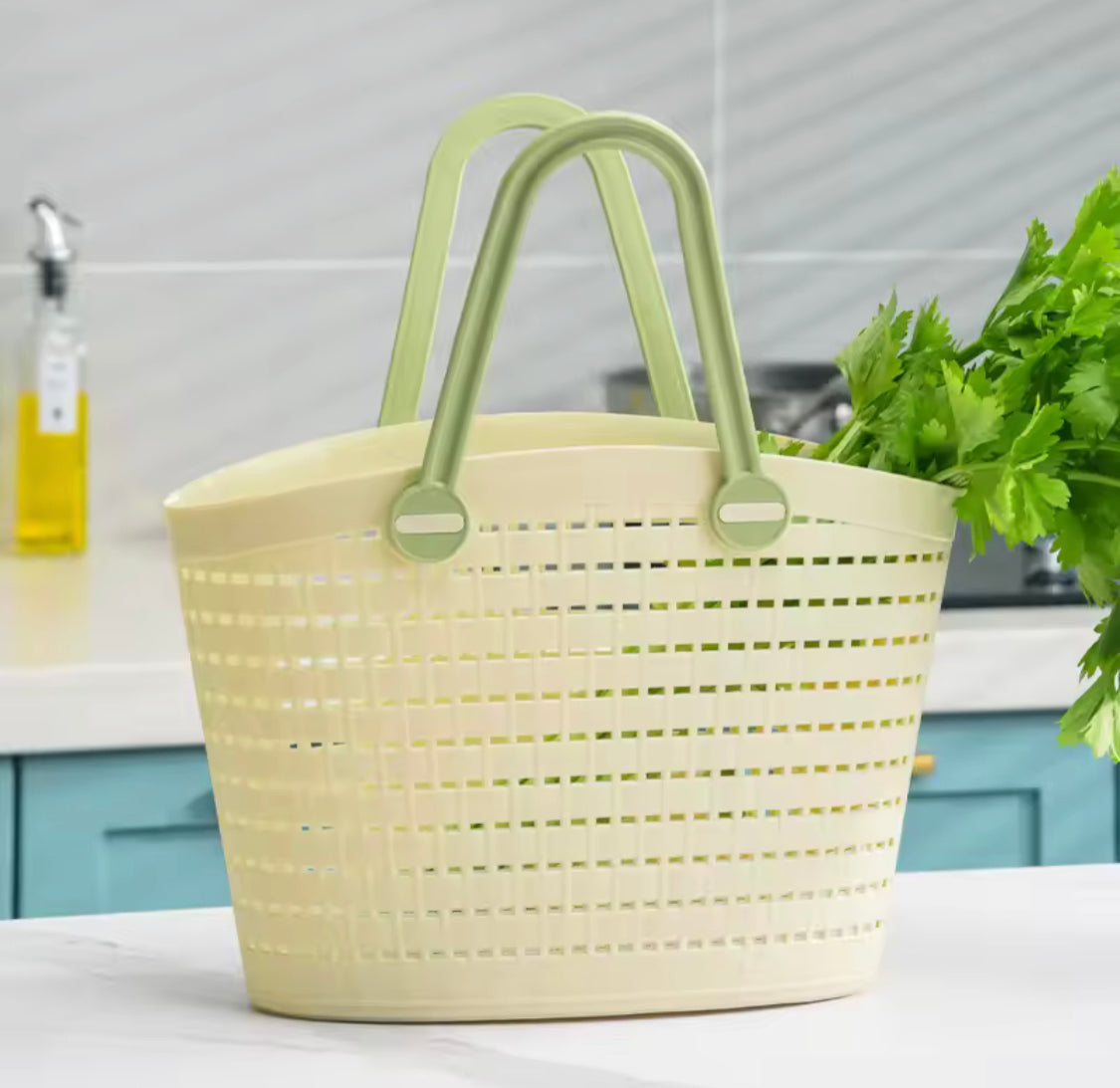 Portable Handheld Picnic Basket, Handheld Kitchen  Grocery Basket, Multipurpose Laundry Basket, Creative Hollow Out Shower Basket