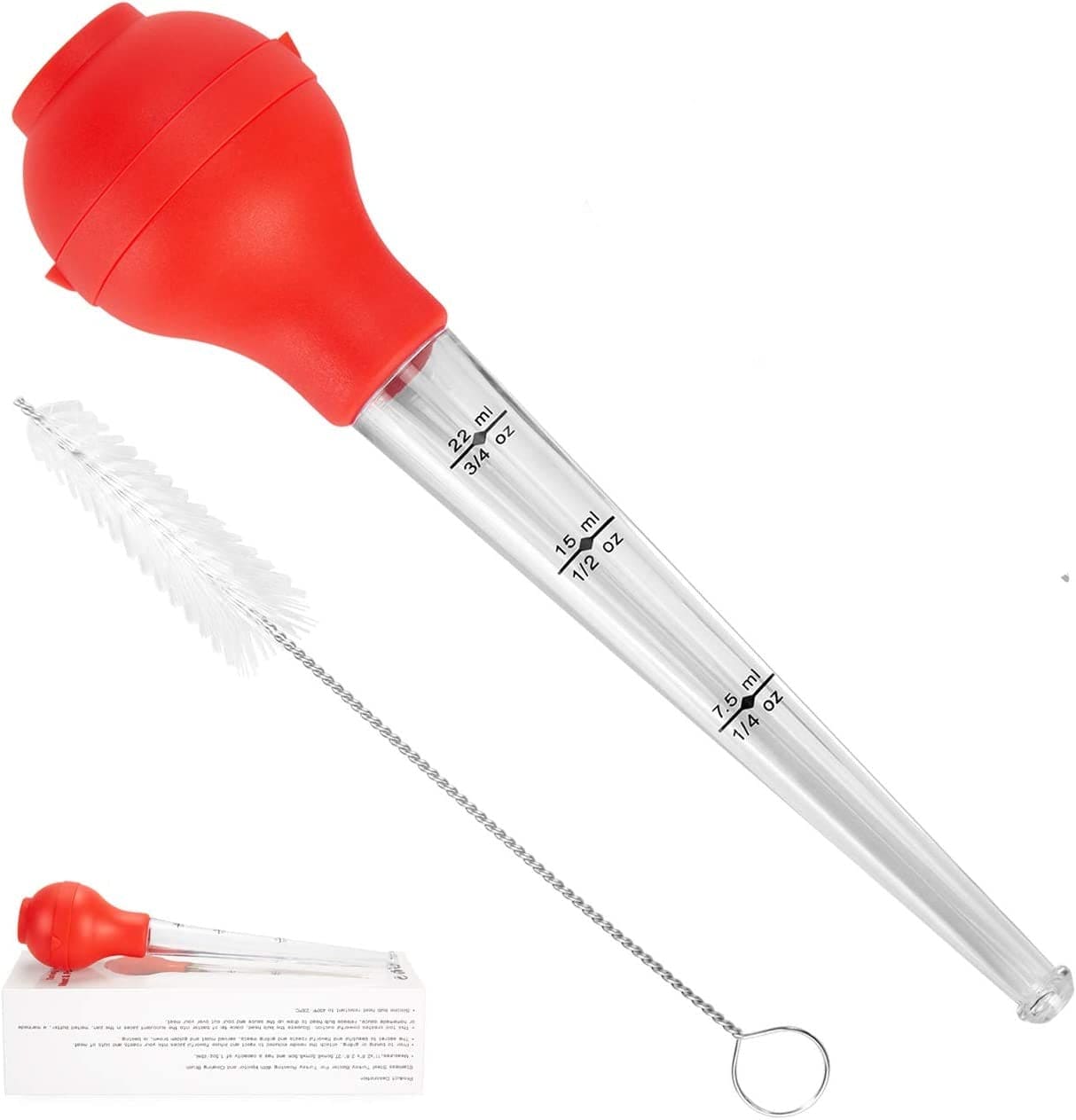 Oil Injector, Silicon BBQ Baster Syringe, Food Flavor Injector, Meat Marinade Injector, Liquid Drop Dropper, Home Baking Kitchen Tool, Round bulb Baster Syringe