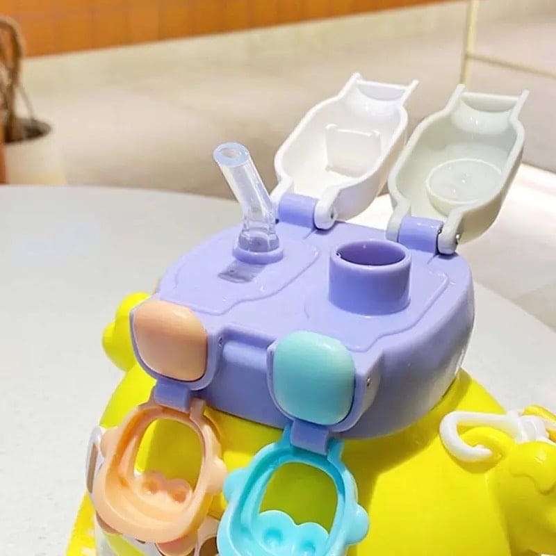 Cute Innocent Water Bottle, Cute and Fun Plastic Fashion Student Straw Water Cup, Double Drink Beverage Bottle, Water Bottle With Straw, Summer Outdoor Travel Drinking Tumbler, 1200ml Triton Plastic Bottle for Fitness and Outdoor Workout