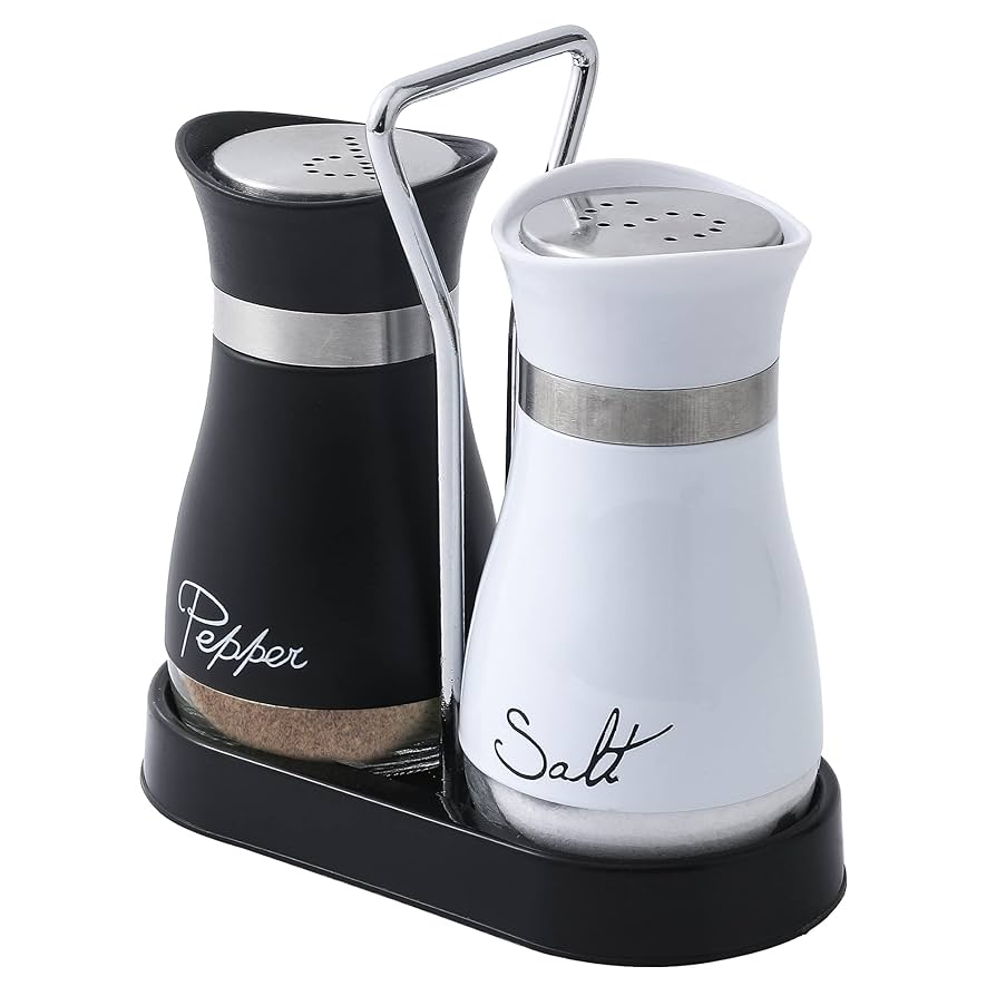 Refillable Salt And Pepper Set, Kitchen Glass Salt And Pepper Dispenser, Salt And Pepper Seasoning With Stand
