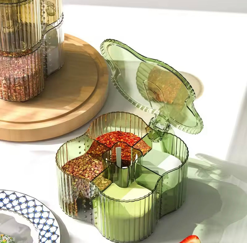 Four Compartment Seasoning Spice Box, Transparent Flip Cover Spice Box, Kitchen Spice Pot
