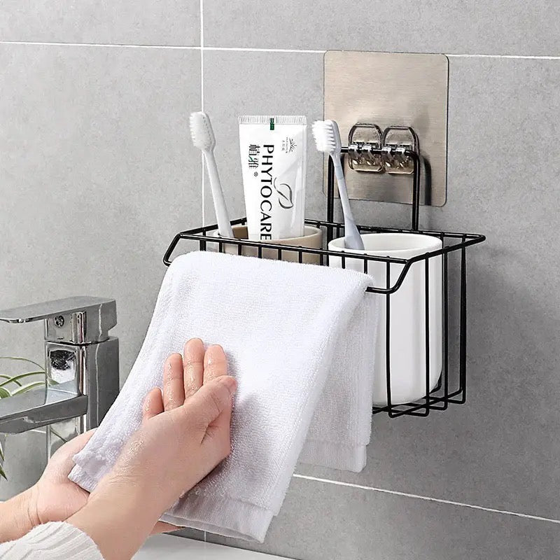 Metal Sponge Holder With Towel Stand, Kitchen Dish Cloth Sponge Shelf Storage Basket.