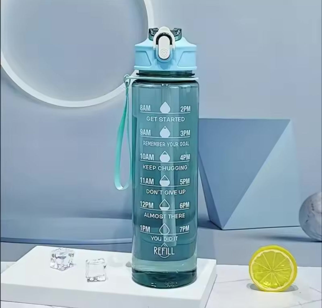 800ml Sports Water Bottle, Portable Large Bottle With Straw, Transparent Refillable Leakproof Water Bottle