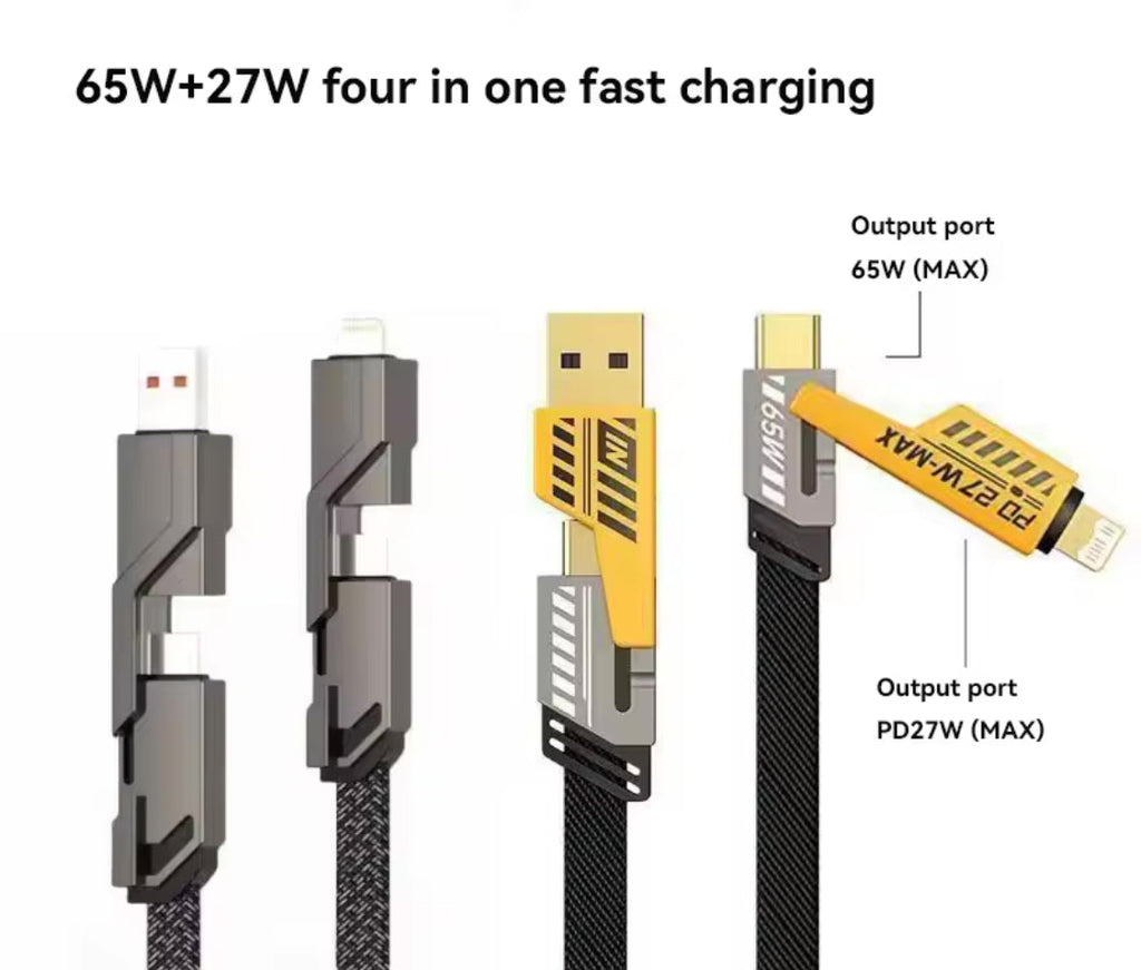 4 In 1 Convertible USB Fast Charging Cable, USB C Charger Cable, Multiple Charging Cables