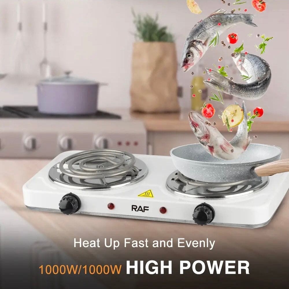 Double Head Electric Stove, Stainless Steel Induction Cooker, Portable Dual Hot Plate for Kitchen, Two Burner Electric Stove, Electric Countertop Stove Cooktop,  Automatic Temperature Control Electric Stove, Home Double Burner Coil Hotplate