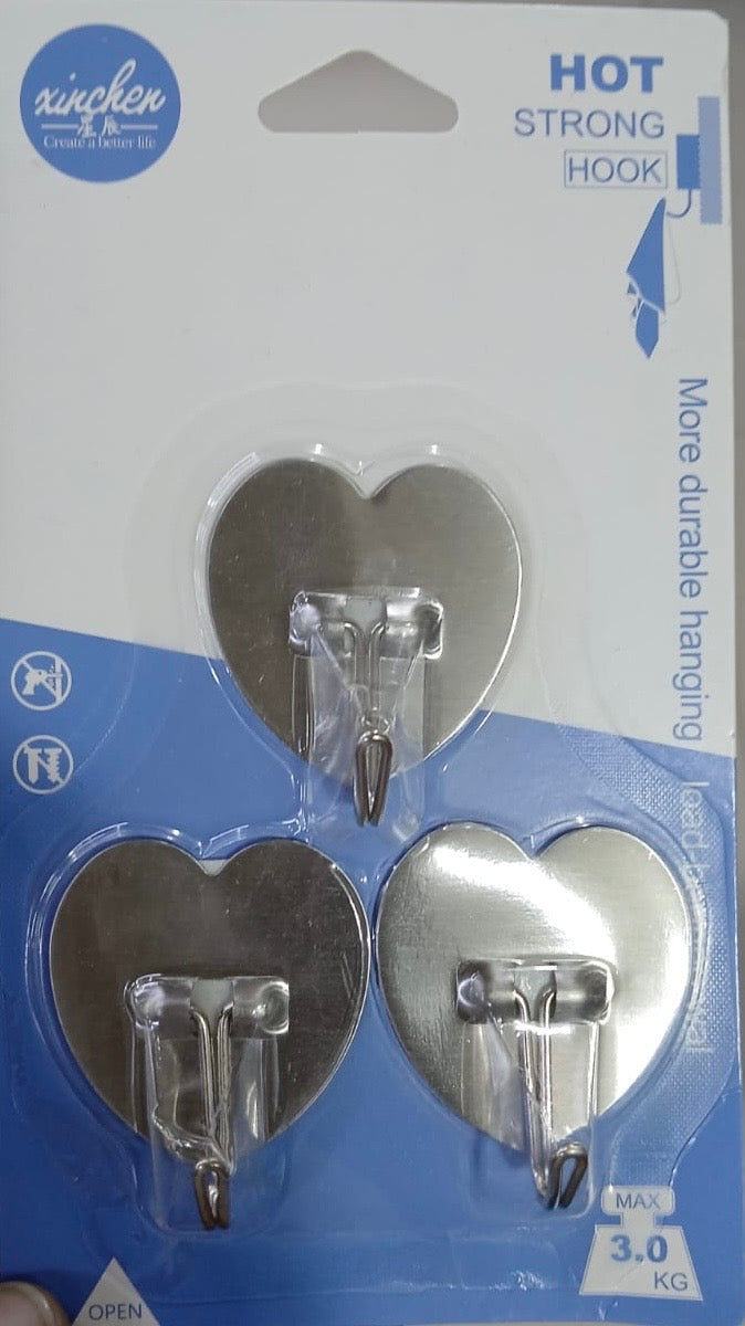 Set Of 3 Stainless Steel Hooks, Self Adhesive Door Wall Hangers Hook, Home Storage Hooks