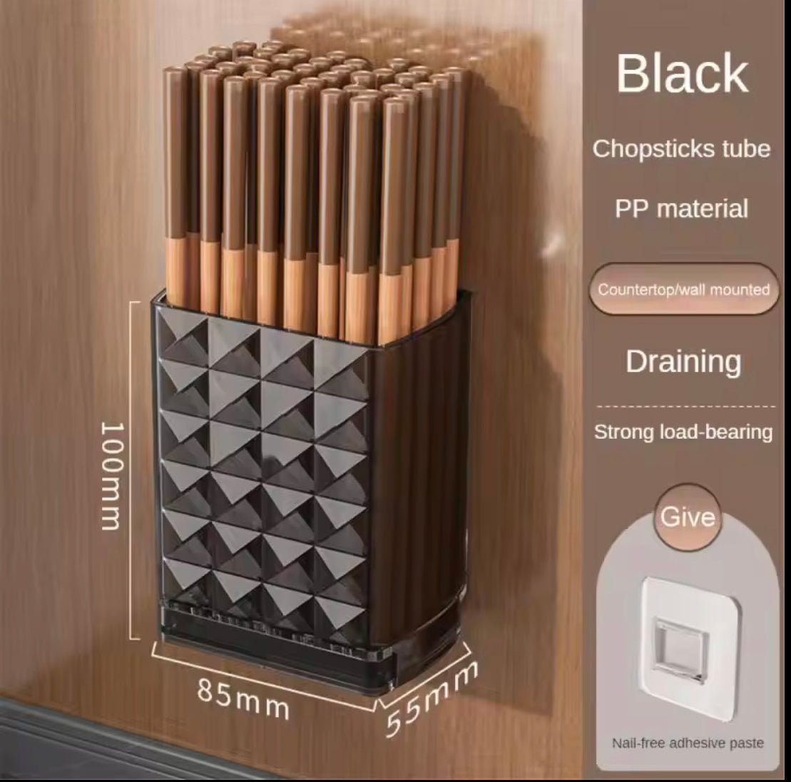 Drillable Cutlery Storage Rack, Wall Mounted Chopsticks Storage Boxes, Kitchen Cutlery Drain Rack