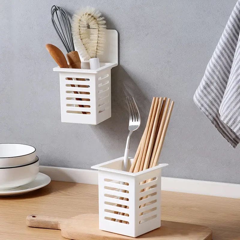 Simple Drain Basket, Plastic Shower Drain Shelf, Wall Self-adhesive Cactus Rack, Multipurpose Wall Desktop Draining Rack, Chopsticks Spoon Plastic Storage Holder, ABS Cutlery Holder, Keep Tidy Cutlery Cage, Kitchen Bathroom Hanging Shelf