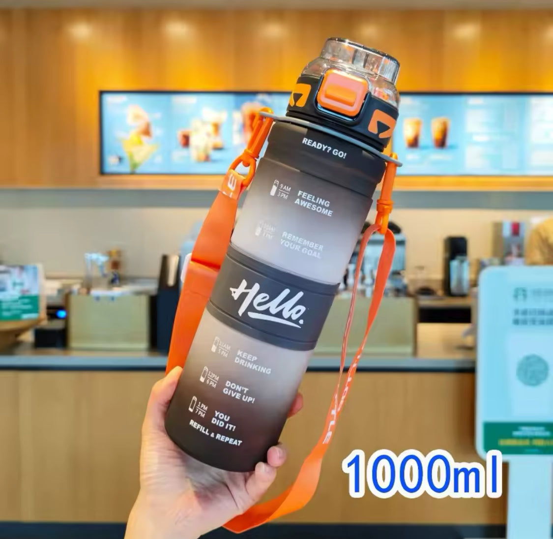 Portable Back Strap Water Bottle, Leak Proof Plastic Water Bottle, Kids Water Bottle