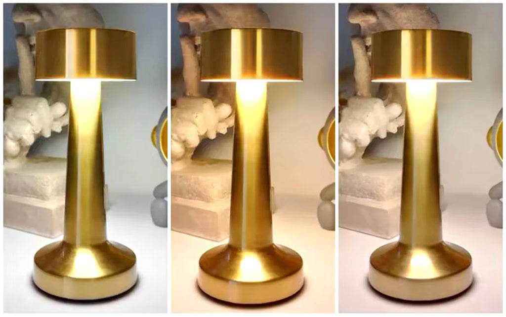 Rechargeable Touch Metal Table Lamp, 3 Colors Creative Ambient Lights, Room Decor LED Night Light