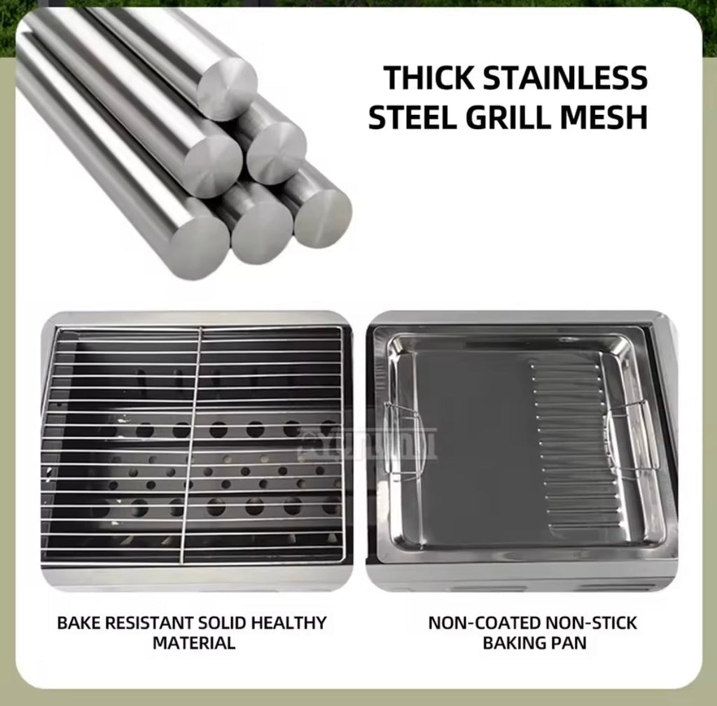 Portable Japanese Barbecue Grill With Stand, Iron Portable Folding Charcoal Barbecue Grill For Outdoor, Multifunctional Portable Charcoal Grill