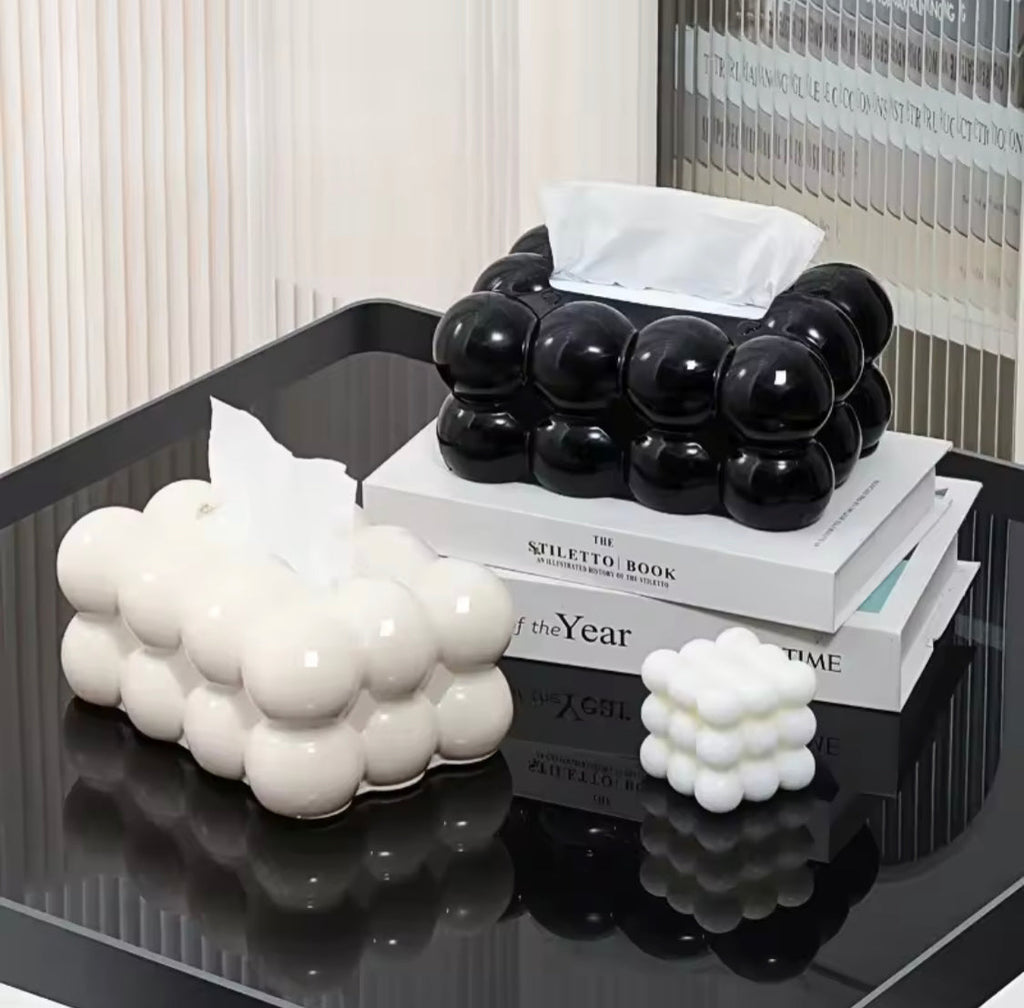 Bubble Shape Tissue Box Holder, Non Slip Ceramic Tissue Box Cover, Desktop Tissue Organizer