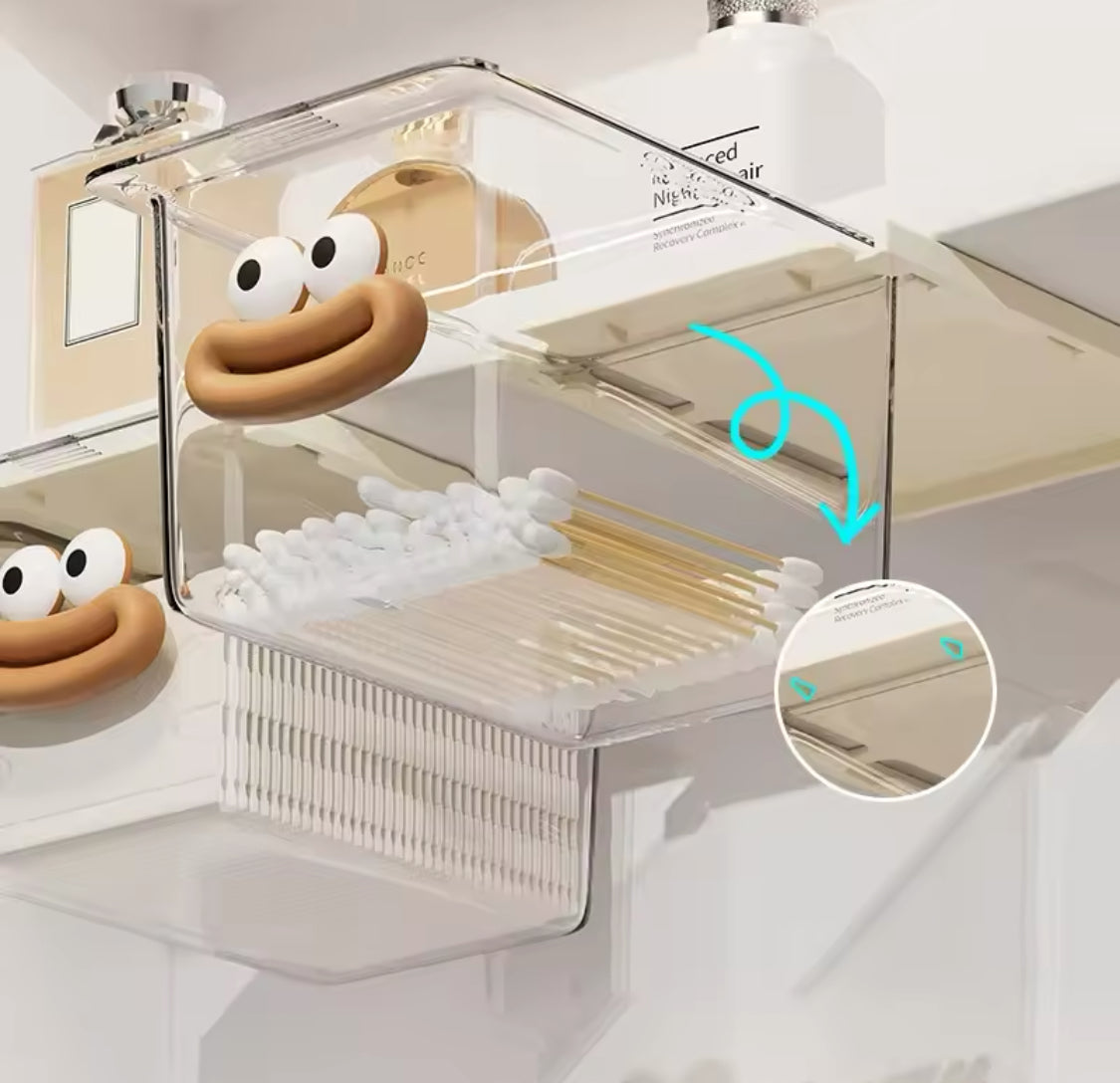 Transparent Smiley Mini Drawer, Under Table Drawer Storage Box, Cosmetic Pull Out Shelf Storage Box, Under Cabinet Storage Drawer