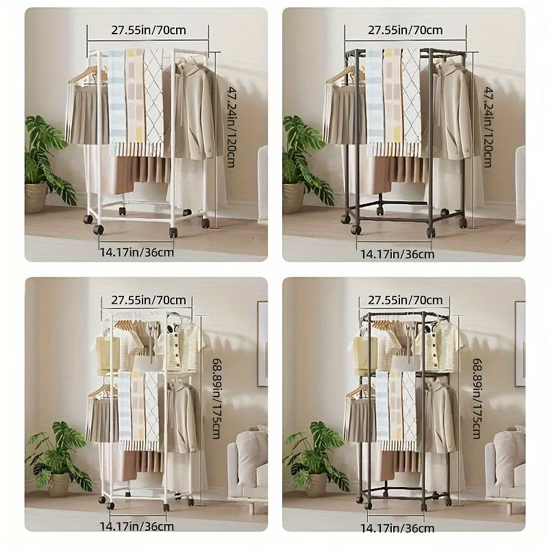 Heavy-Duty Hexagonal 360° Rotating Clothing Rack