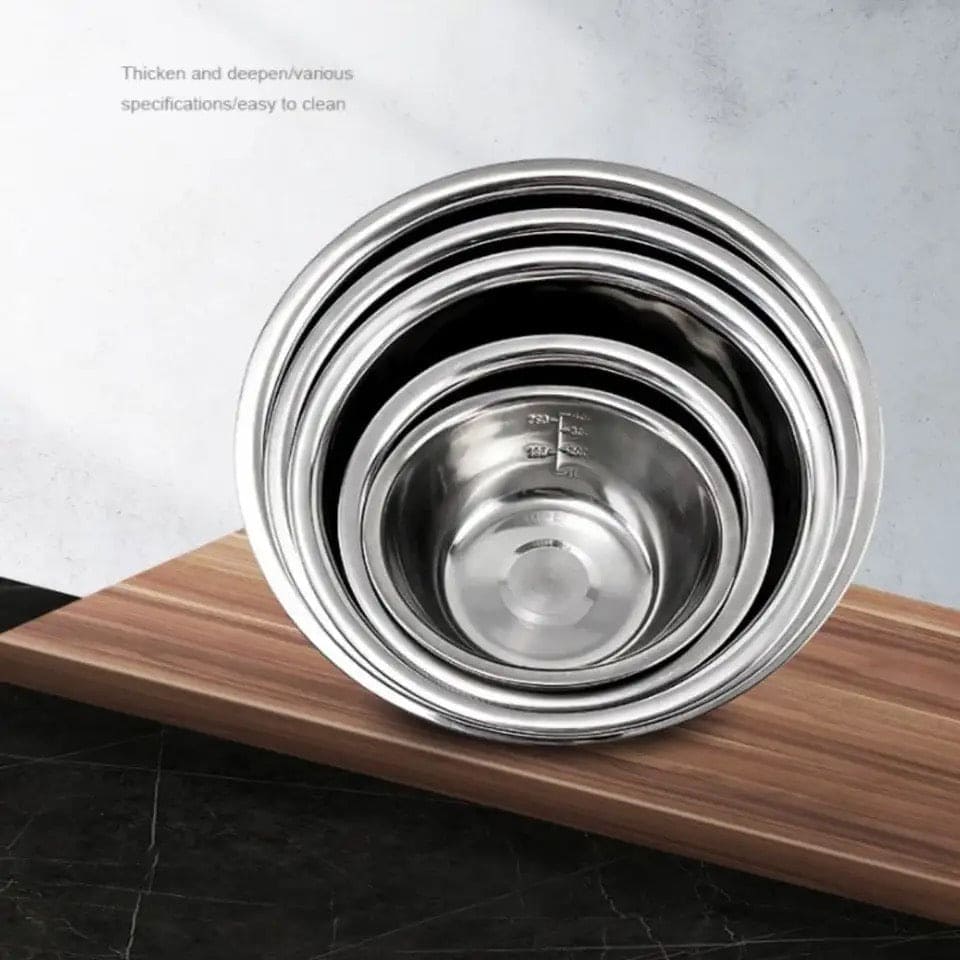 Set Of 5 Metal Mixing Bowls, Non Slip Nesting Whisking Bowls Set, Mixing Bowls For Salad Cooking Baking Food Container, Stackable Portable Cooking Nesting Storage Bowls For Home Kitchen Outdoor Camping, Rust-proof Food Storage Prep Bowl