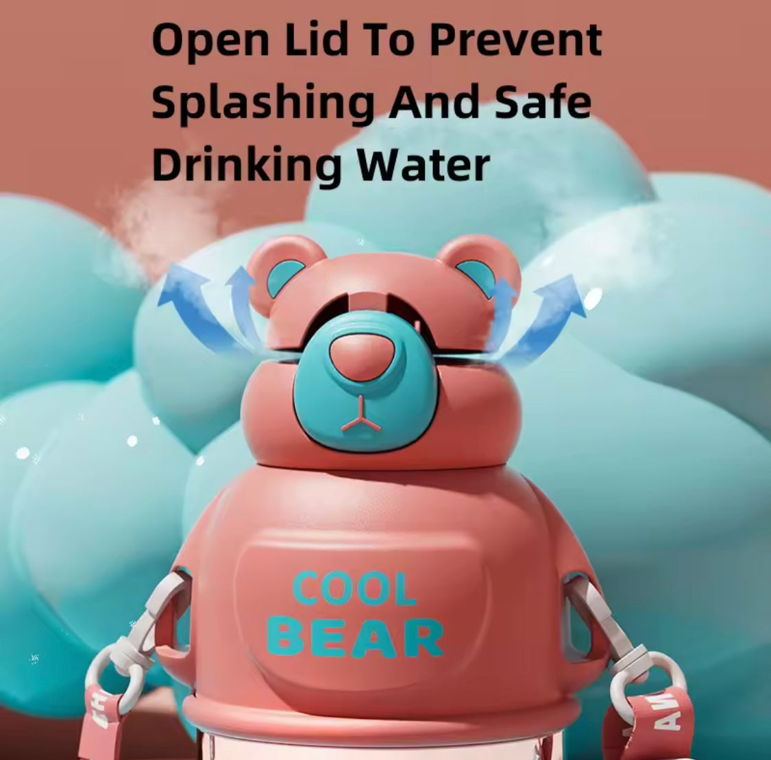 800ml Cartoon Bear Thermos, Stainless Steel Kids Thermos, Portable Thermos Bottle, Kids Water Bottle