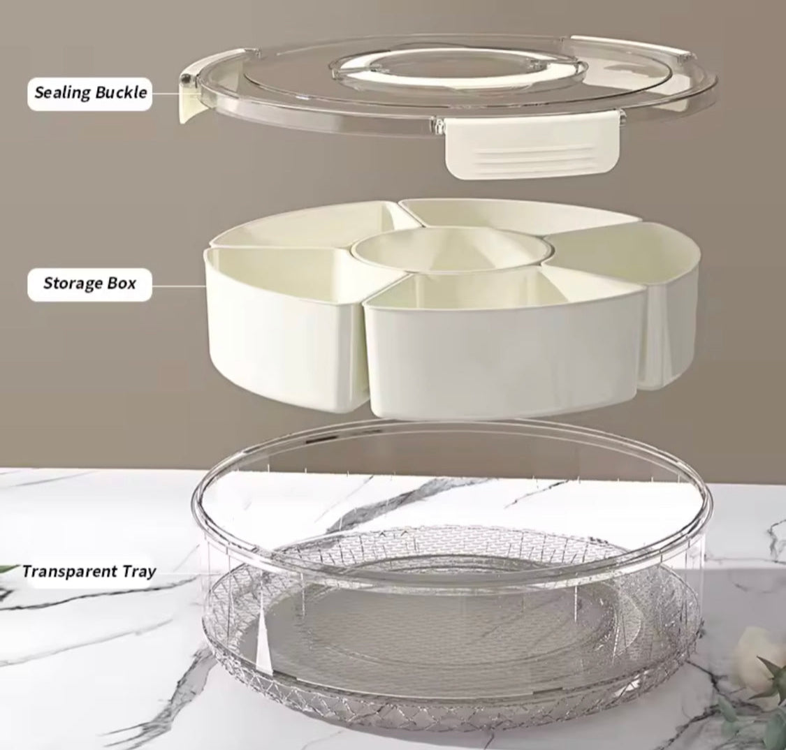 Multi Grids Seasoning Storage Box, Transparent Divided Serving Tray With Lid, Fruits Nuts Candy Spice Storage Box, Snack Container