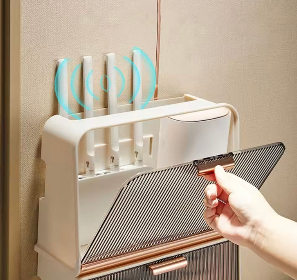 Luxury Wifi Cabinet Storage Box, Wall Mounted Router Storage Box, WiFi Device Storage Rack with Heat Dissipation