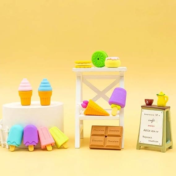 Set Of 6 Cute Fancy Eraser, Cute Cartoon Pencil Eraser,  Non Toxic Dessert Eraser for Kids, Children School College Office Supplies