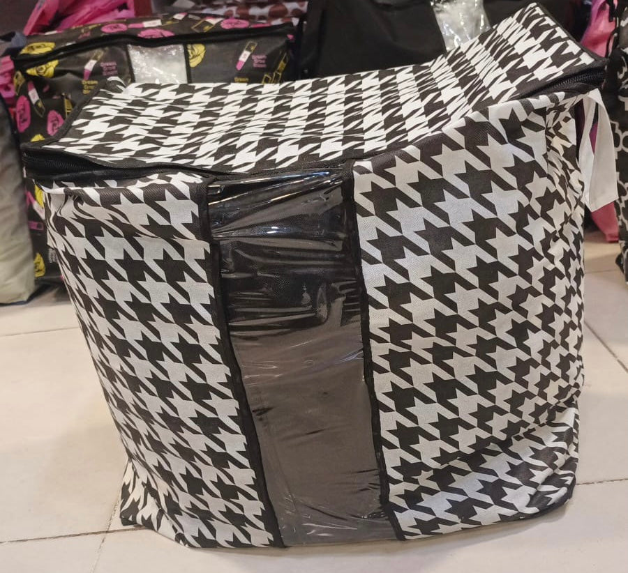 Printed Multipurpose Storage Bag, Storage Bags With Handles, Non Woven Floral Print Storage Organizer, Closet Organizer