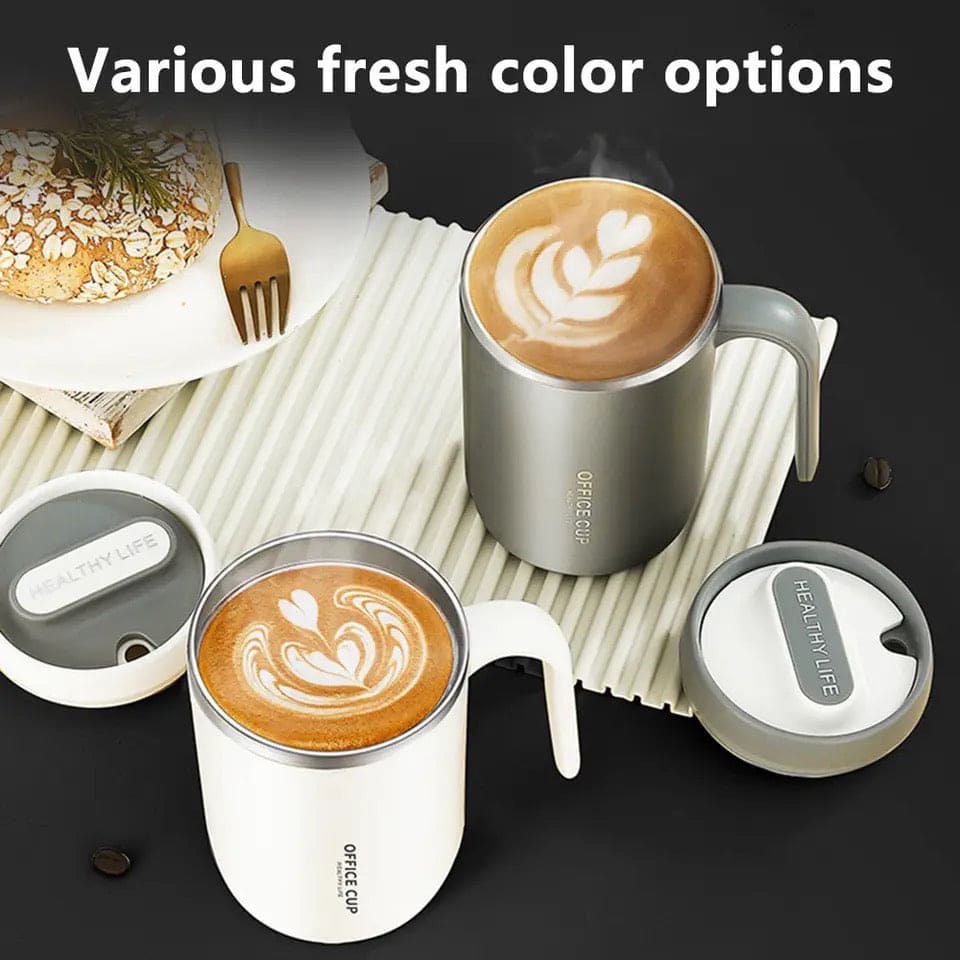 500ml Travel Carry Mug With Handle, Stainless Steel Thermos with Cup Lid, Household Office Insulated Mug, Double Anti-scald Thermal Mug, Large Capacity Beverage Cup, Home Office Coffee Mug, Coffee Milk Juice Mug with Straws &Lids Kitchen Drinkware