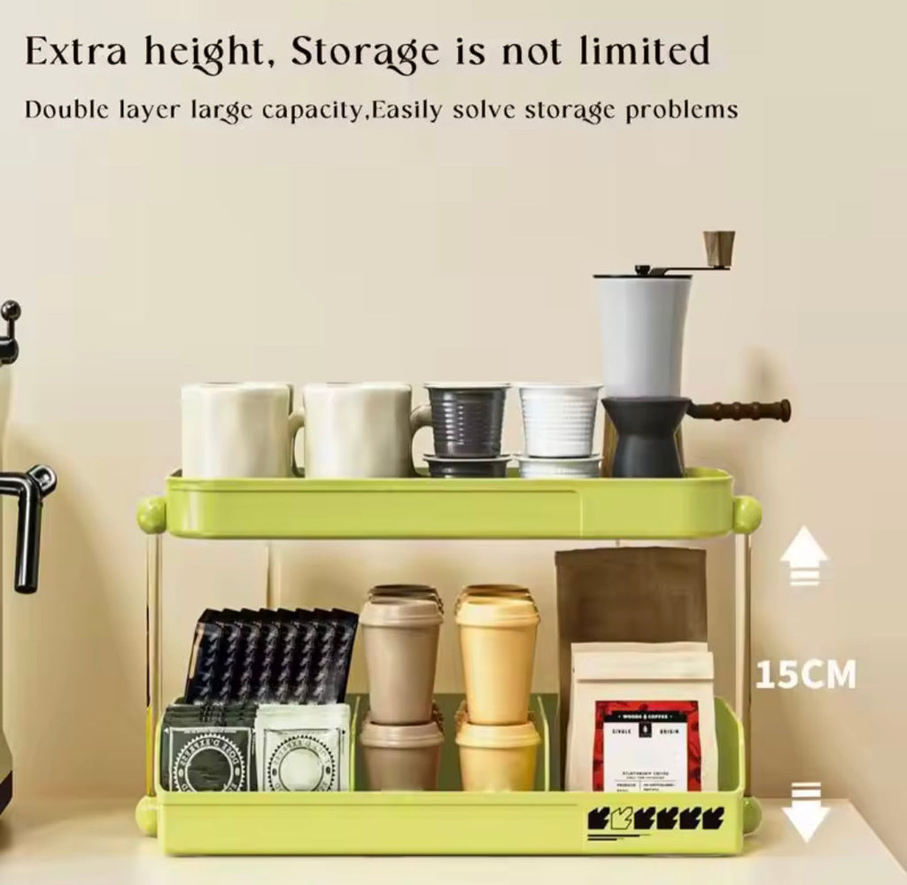 2 Tier Desktop Storage Shelf, Multifunctional Cup Holder, Multipurpose Mug Rack Tea Cup Holder, Kitchen Coffee Cup Rack For Office Home