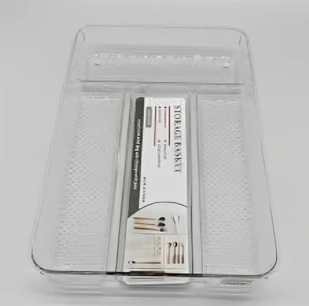 Cutlery Drawer Organizer, Spoon Fork Holder, Acrylic Storage Tray, Makeup Organizer Organizer, Transparent Stationary Tray