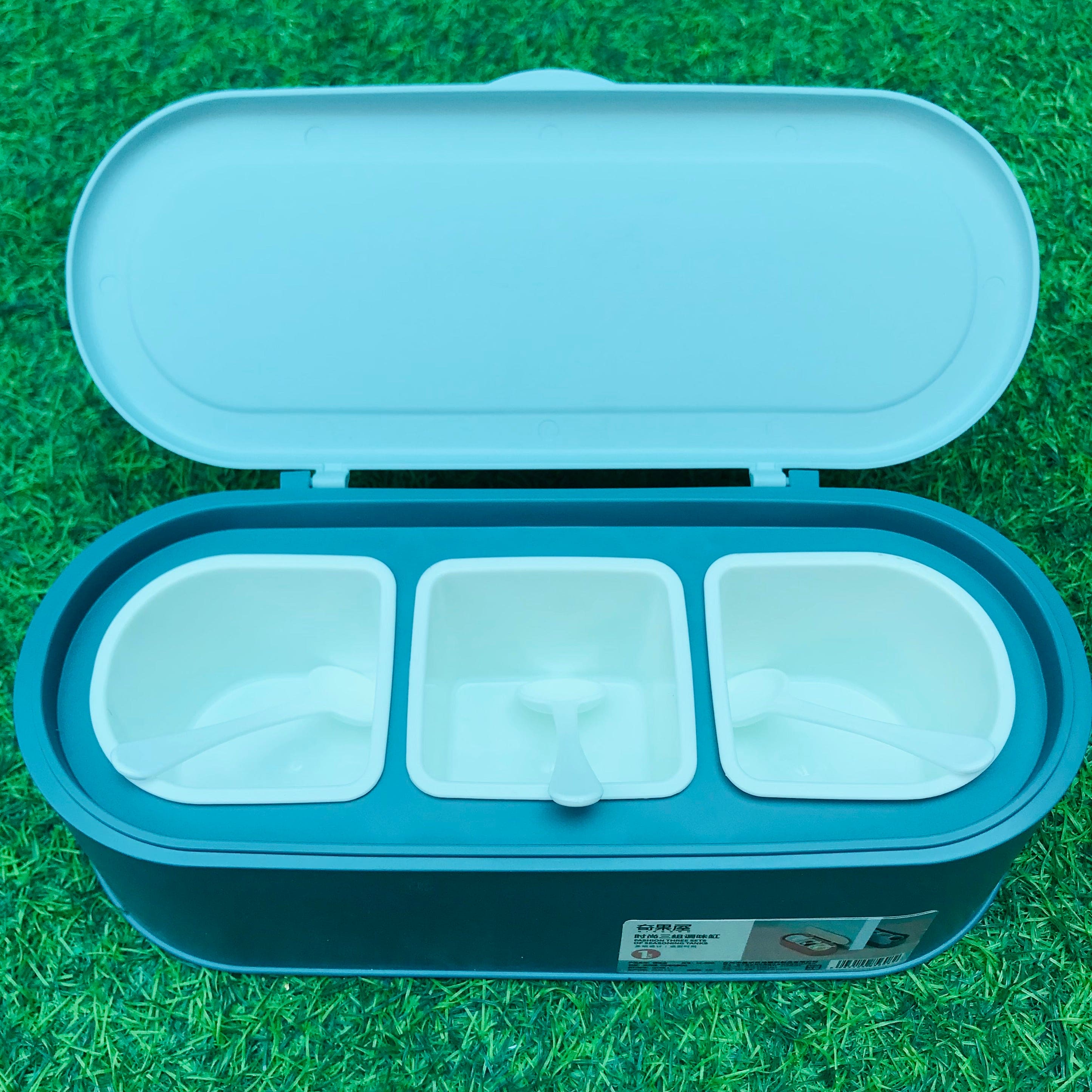 High Quality Three Gird Kitchen Condiment Holder, Household Combination Seasoning Boxing, Multi Grid Salt Seasoning Spice Container, Household Kitchen Spice Jar