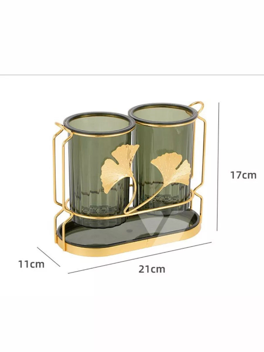 Acrylic Cutlery Holder With Drain Plate, Double Barrel Chopsticks Storage Holder, Kitchen Cutlery Storage Rack