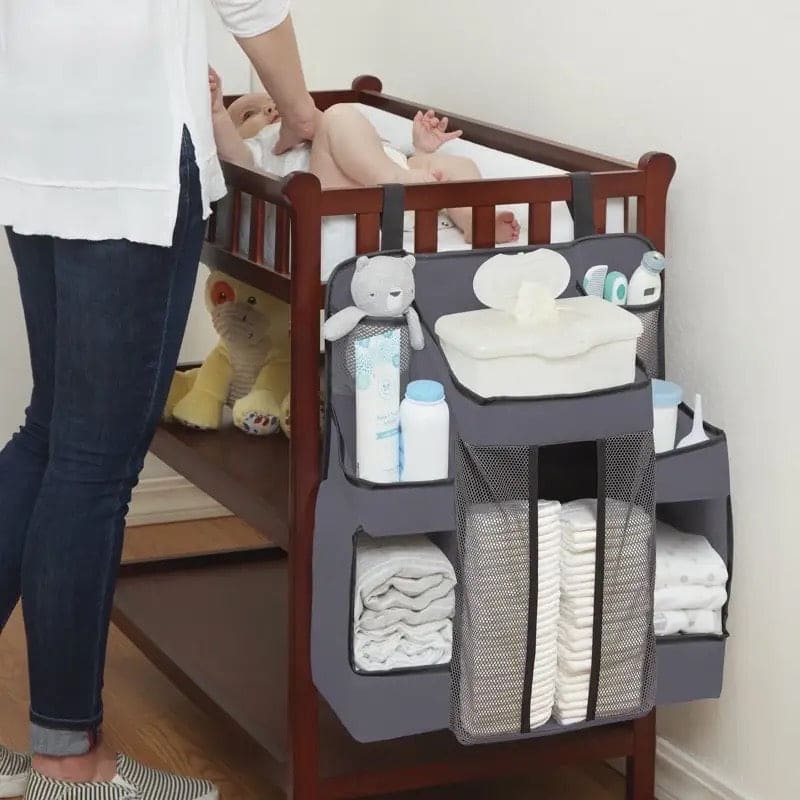 Baby Nursery Organizer, Baby's Bedside Storage Bag, Newborn Essentials Hanging Storage Bag, Multifunction Canvas Storage Bag, Infant Bedding Nursing Storage Bag, Multi Compartment Baby Stuff Holder, Stacking Tray Nursery Storage Basket