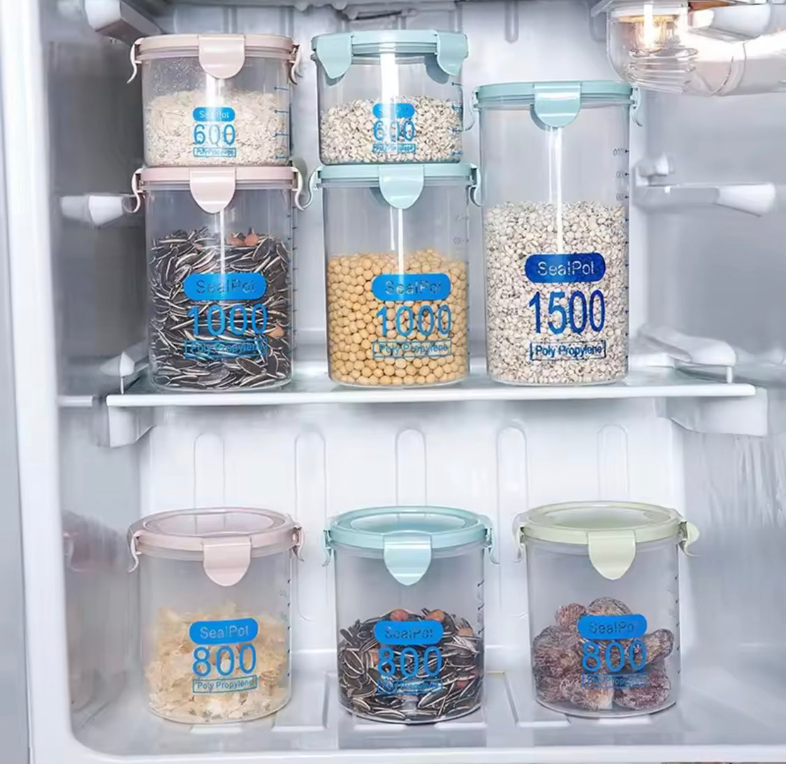 Plastic Transparent Airtight Jar, Transparent Plastic Cereal Cans, Kitchen Multigrain Sealed Jars, Refrigerator Storage Organizer