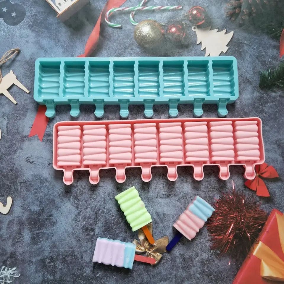 8 Cell Silicon Popsicle Mold, Building Block DIY Molds, 3D Cake Jelly Ice Baking Tray, Multipurpose Pudding Ice Cake Mold, Ice Pop Up Maker Mold