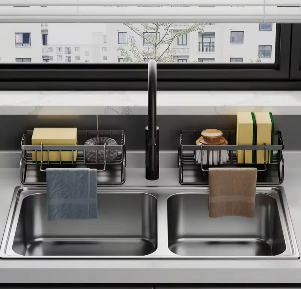 Kitchen Dishwash And Sponge Organizer, Kitchen Faucet Sponge Rack, Sink Drain Rack, Bathroom Supplies Rack