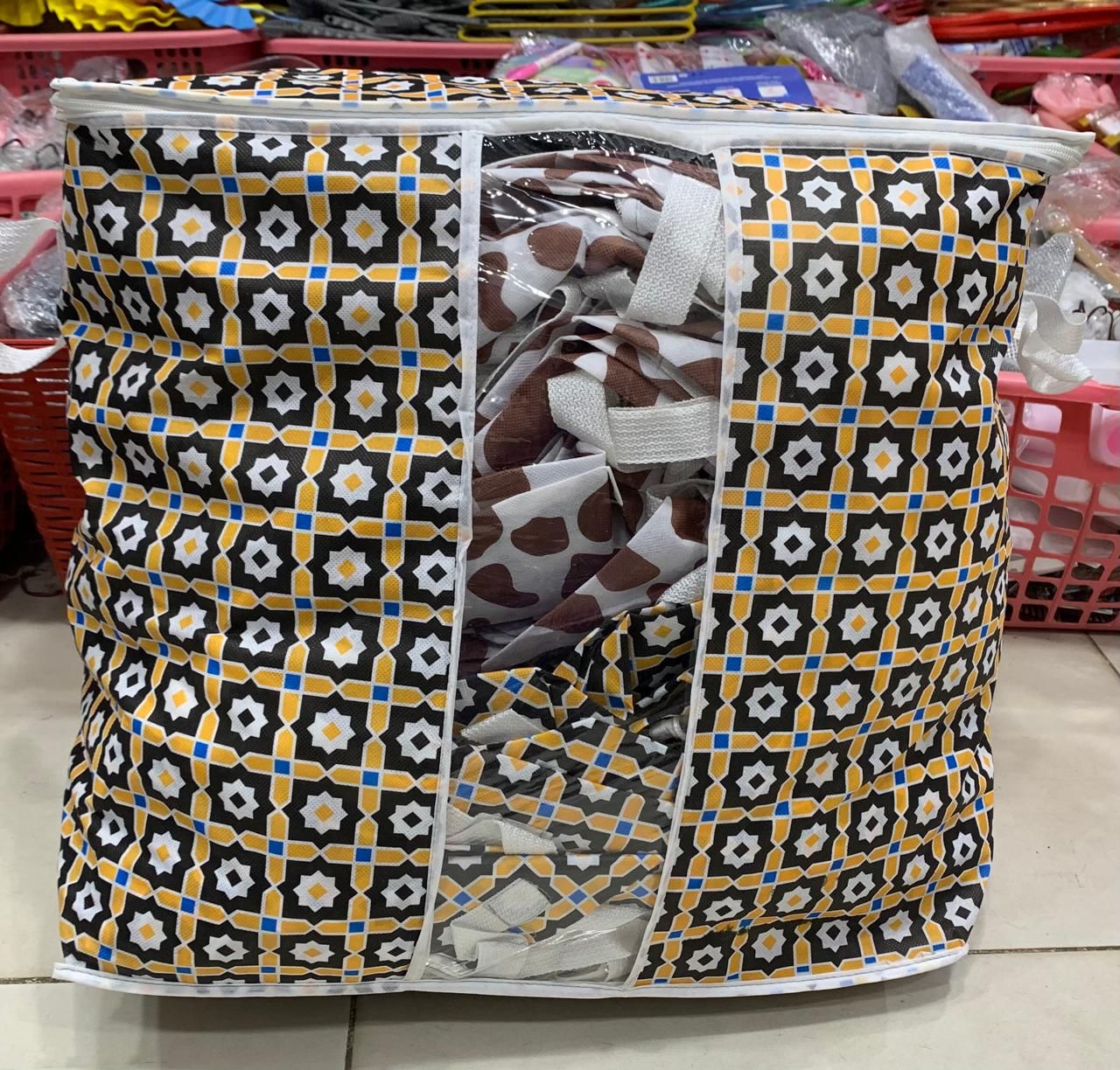Printed Multipurpose Storage Bag, Storage Bags With Handles, Non Woven Floral Print Storage Organizer, Closet Organizer