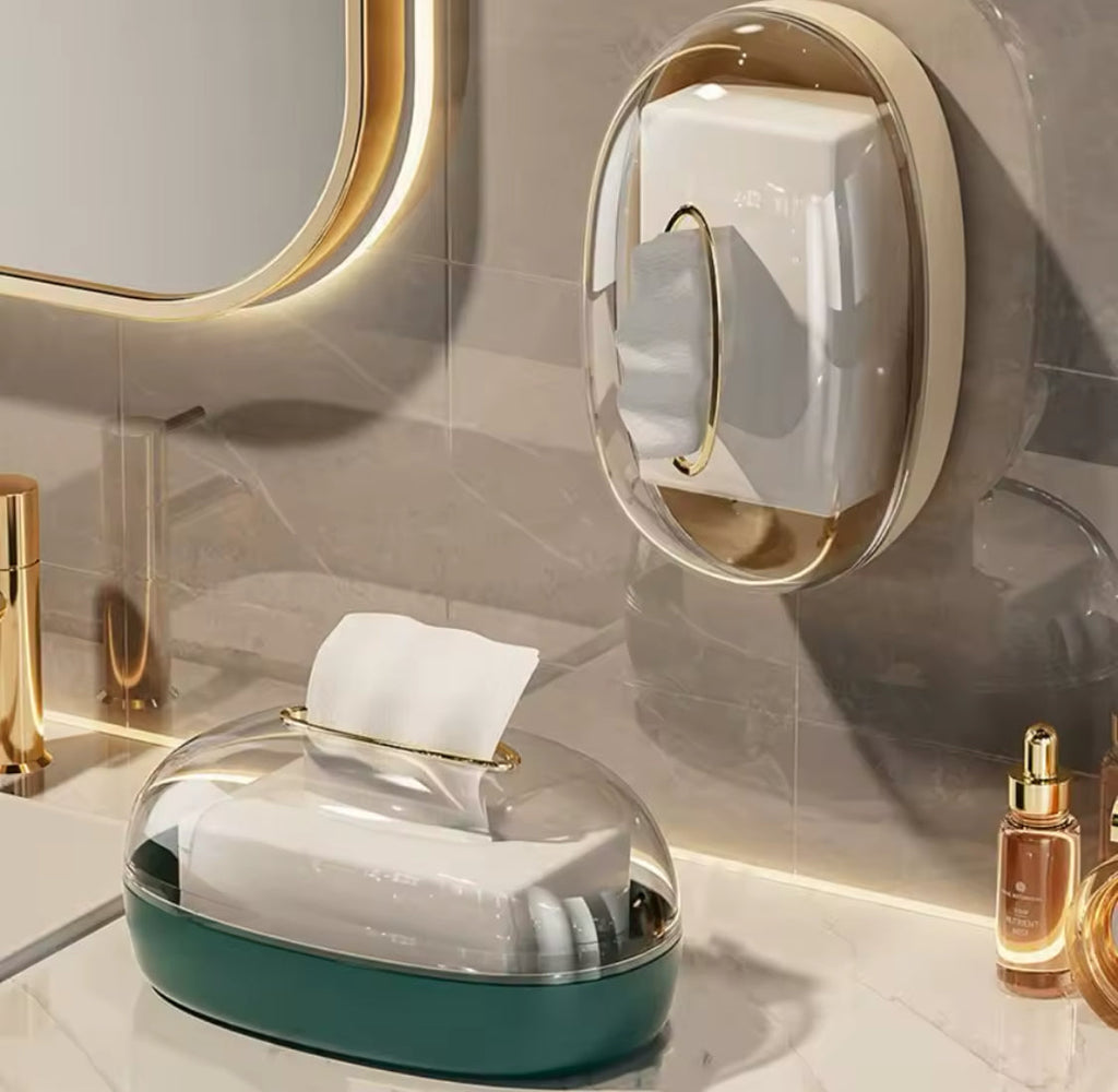 Acrylic Luxury Wall Mounted Tissue Box, Dustproof Napkin Box, Multifunctional Tissue Organizer Container